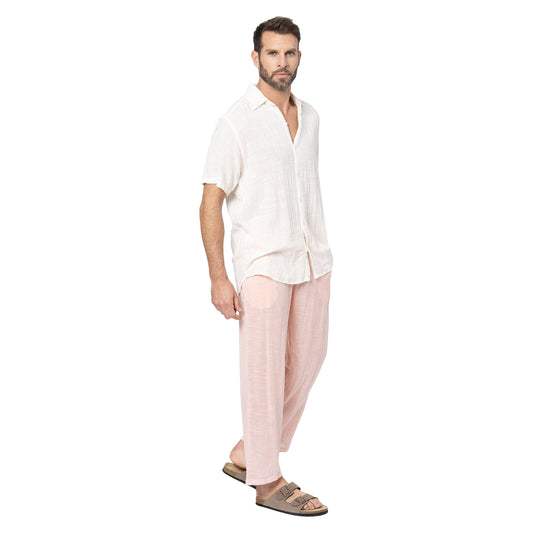 Pantaloni lunghi estivi in cotone con coulisse