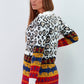 Cardigan animalier multicolor in viscosa