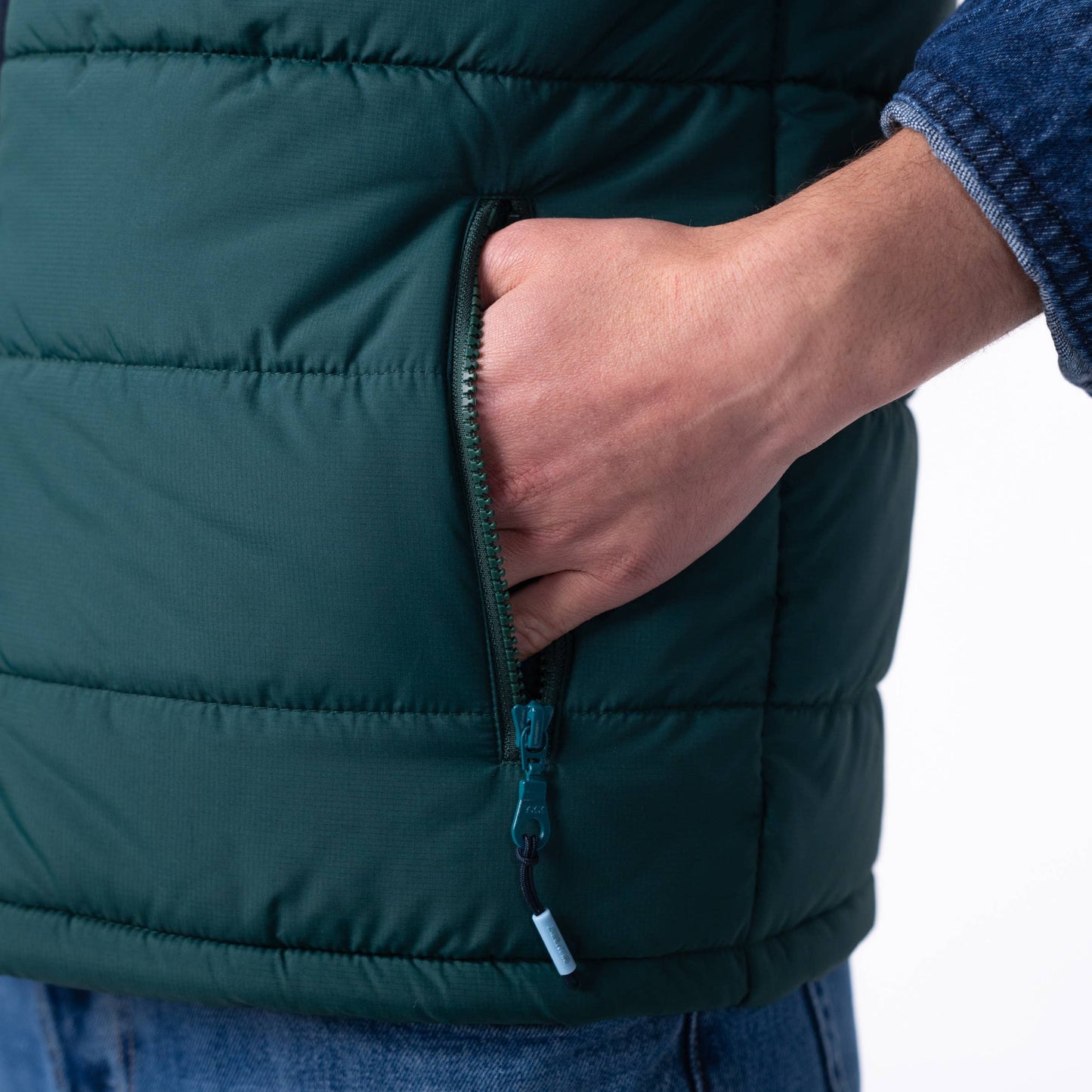 Gilet in sherpa bicolore verde senza maniche