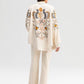 Giacca kimono in lino ricamato