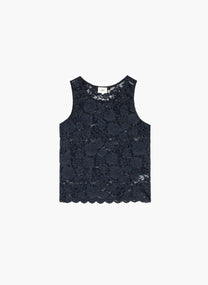 Canotta in pizzo blu navy