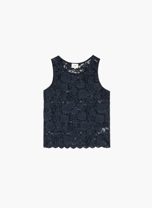 Canotta in pizzo blu navy