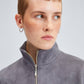 Giacca effetto suede con zip e collo alto