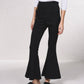 Pantaloni flare a vita alta con ricamo