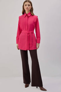 Camicia in popeline con cintura