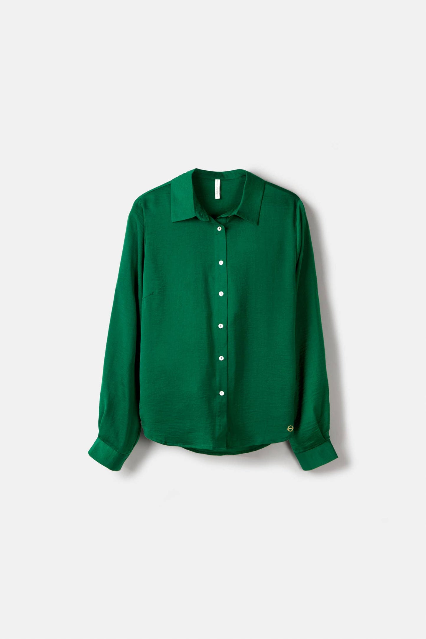 Camicia basic verde a maniche lunghe
