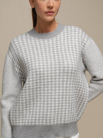 Maglione in maglia pied-de-poule da donna girocollo