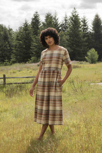 Abito midi Perry a quadri color latte