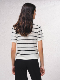 Cardigan a righe in maglia con bottoni dorati