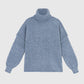 Maglione dolcevita oversize in maglia spessa blu jean