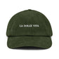 Cappellino in velluto a coste ricamato "La Dolce Vita"