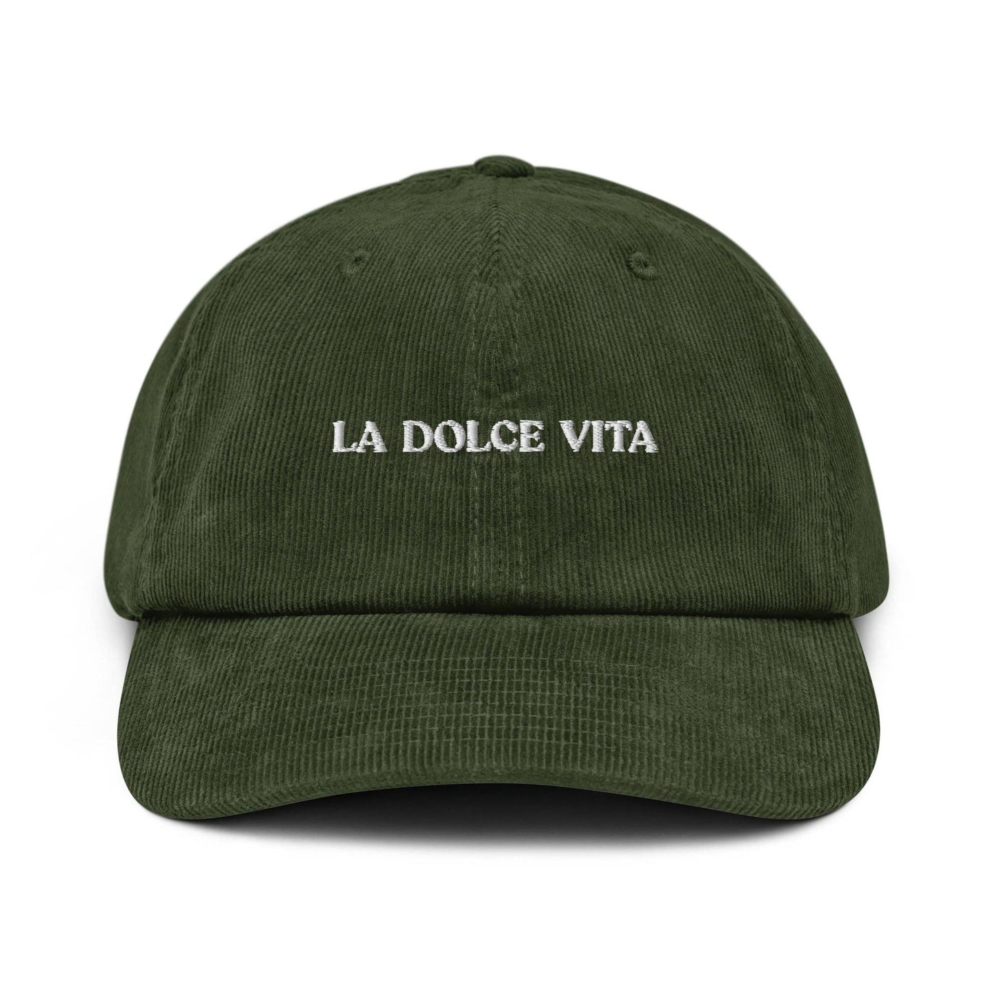 Cappellino in velluto a coste ricamato "La Dolce Vita"