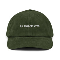 Cappellino in velluto a coste ricamato "La Dolce Vita"