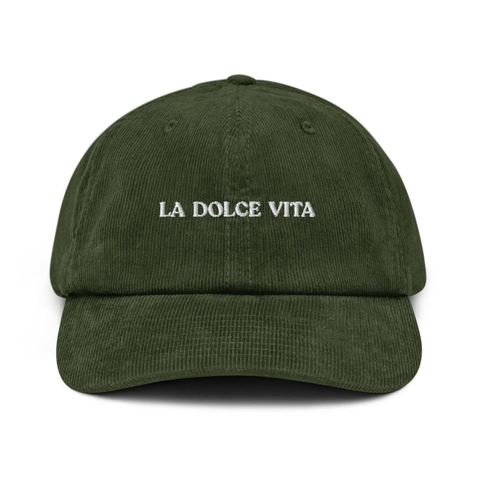 Cappellino in velluto a coste ricamato "La Dolce Vita"