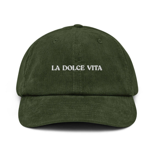 Cappellino in velluto a coste ricamato "La Dolce Vita"