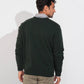 Pullover in lana a maglia fine con scollo a V e ricamo