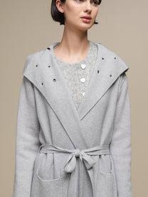 Cappotto cardigan in maglia con cintura e maxi collo