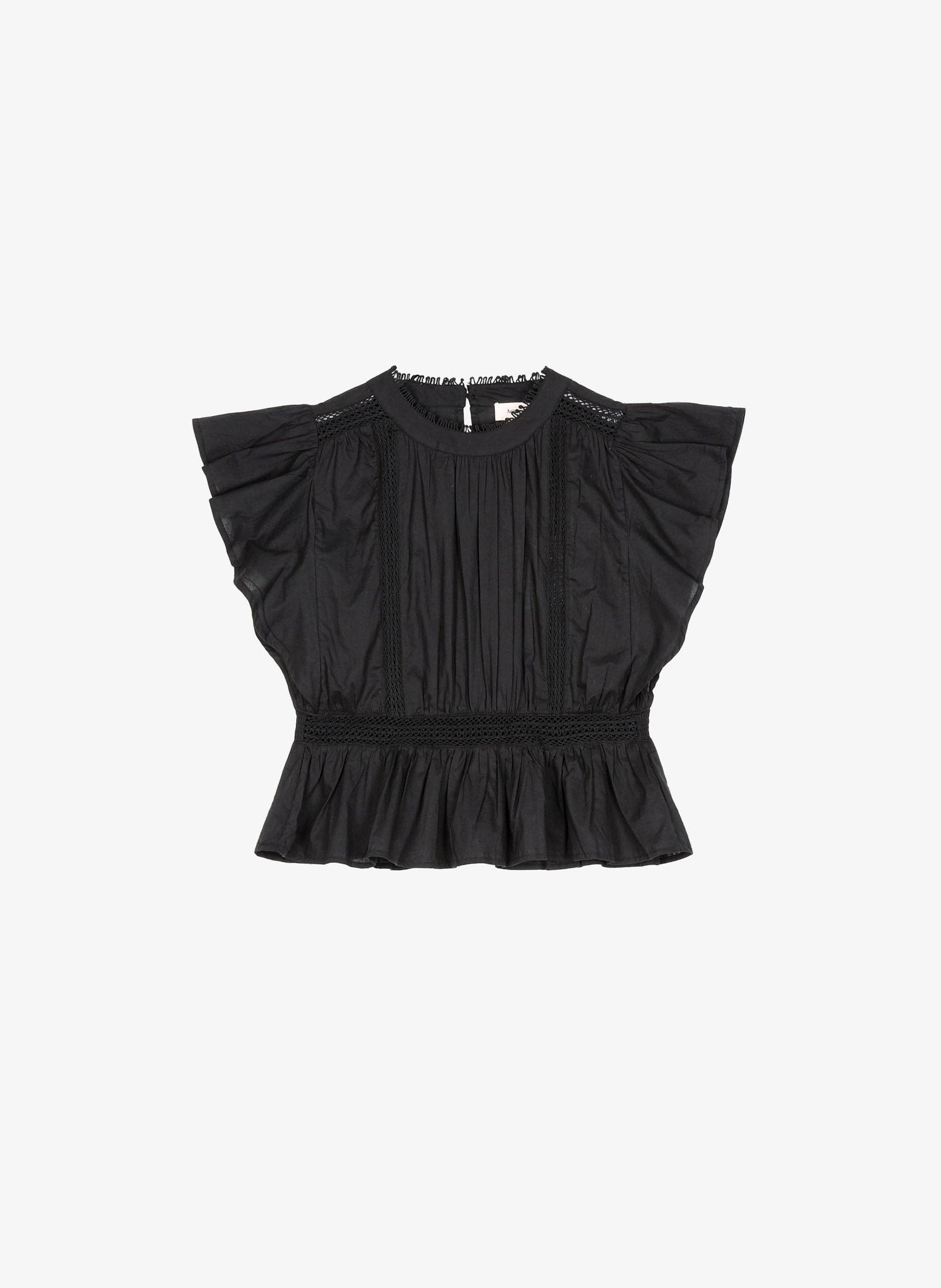 Blusa nera Salek con volant
