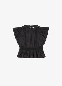 Blusa nera Salek con volant