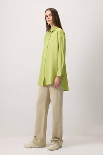 Camicia in crepe oversize verde