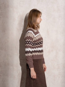 Maglione jacquard a righe multicolor