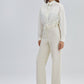 Pantaloni in tweed a vita alta color crema