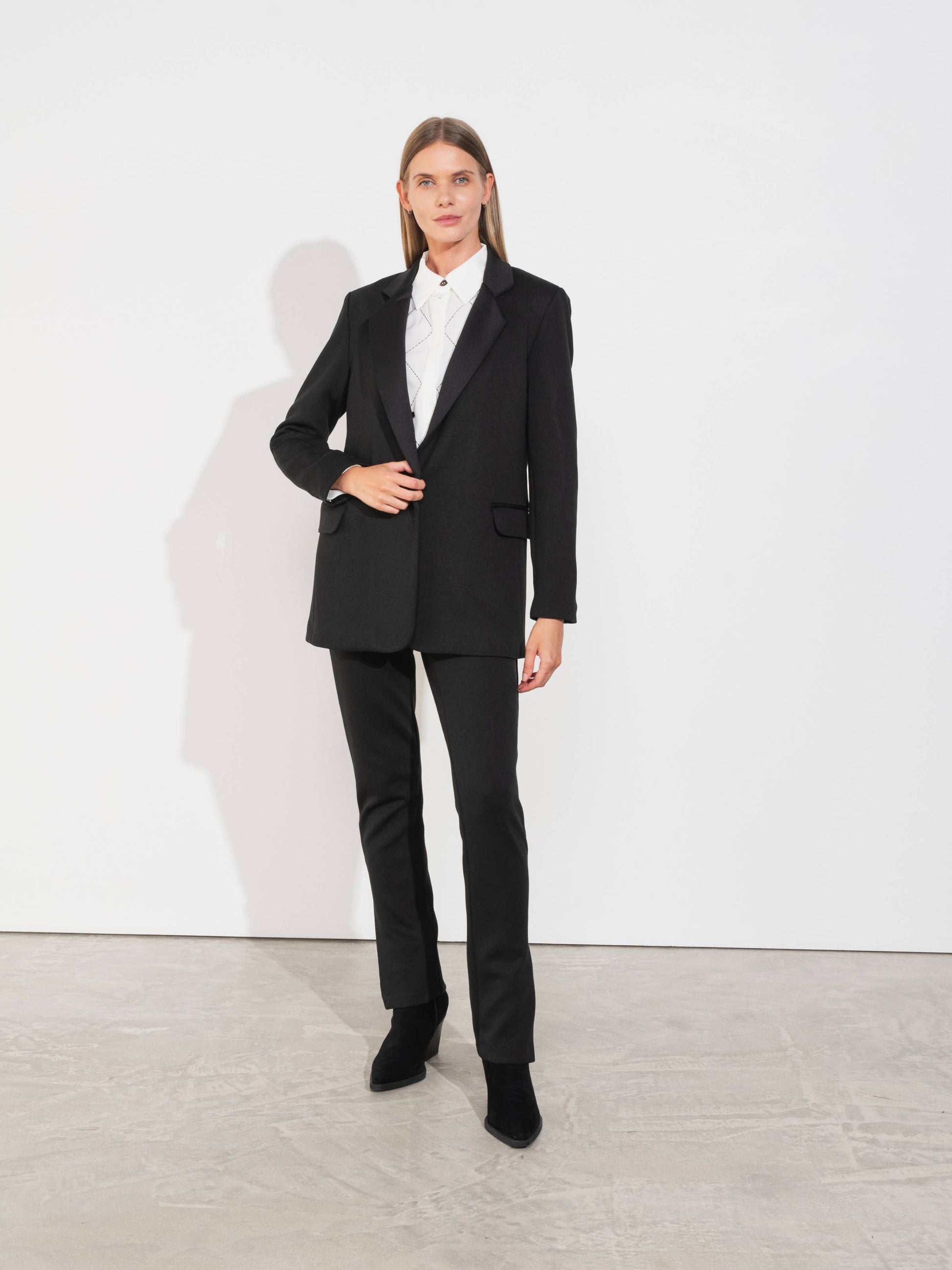 Blazer donna con rever in raso