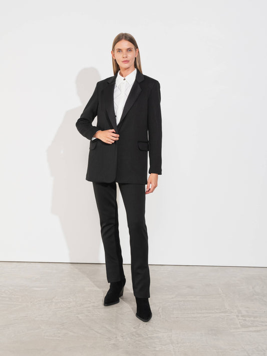 Blazer donna con rever in raso