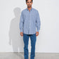 Camicia relaxed fit in lino misto con colletto button-down