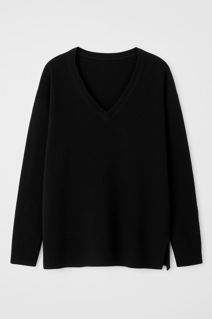 Maglione scollo a V relaxed in lana e cashmere
