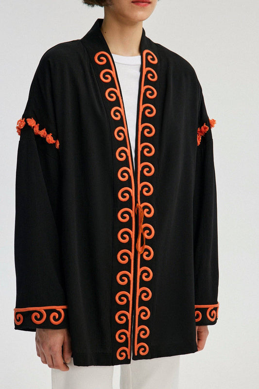 Kimono in viscosa ricamato