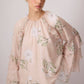 Completo tunica e pantaloni in chiffon floreale rosa