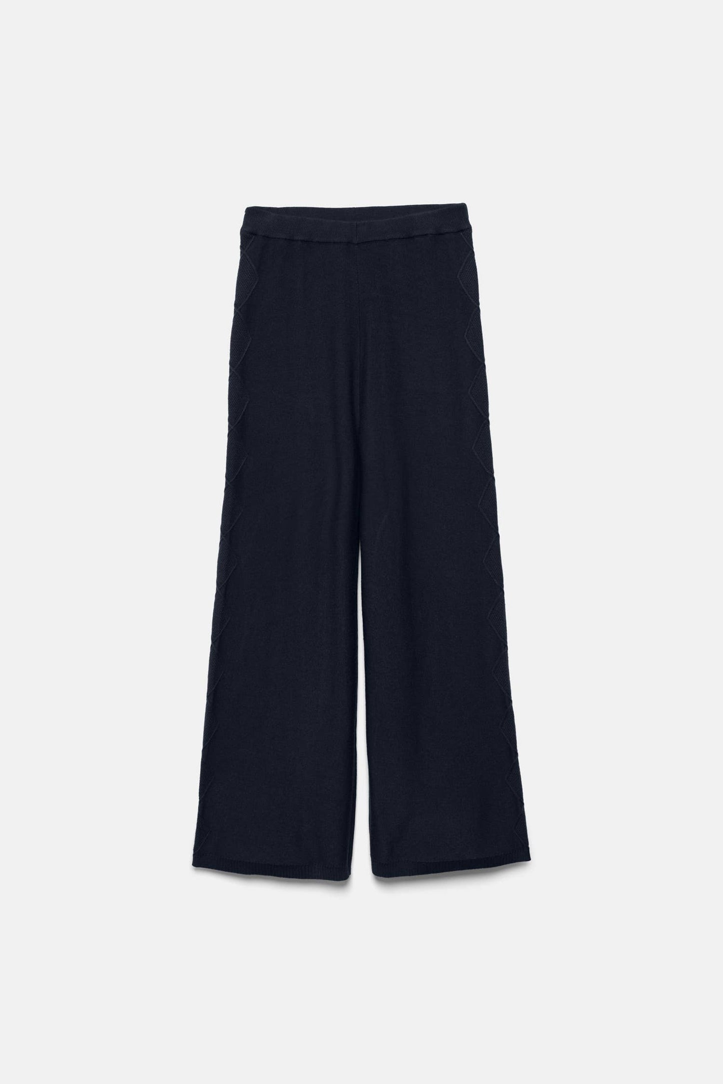 Pantaloni larghi in maglia con dettagli crochet