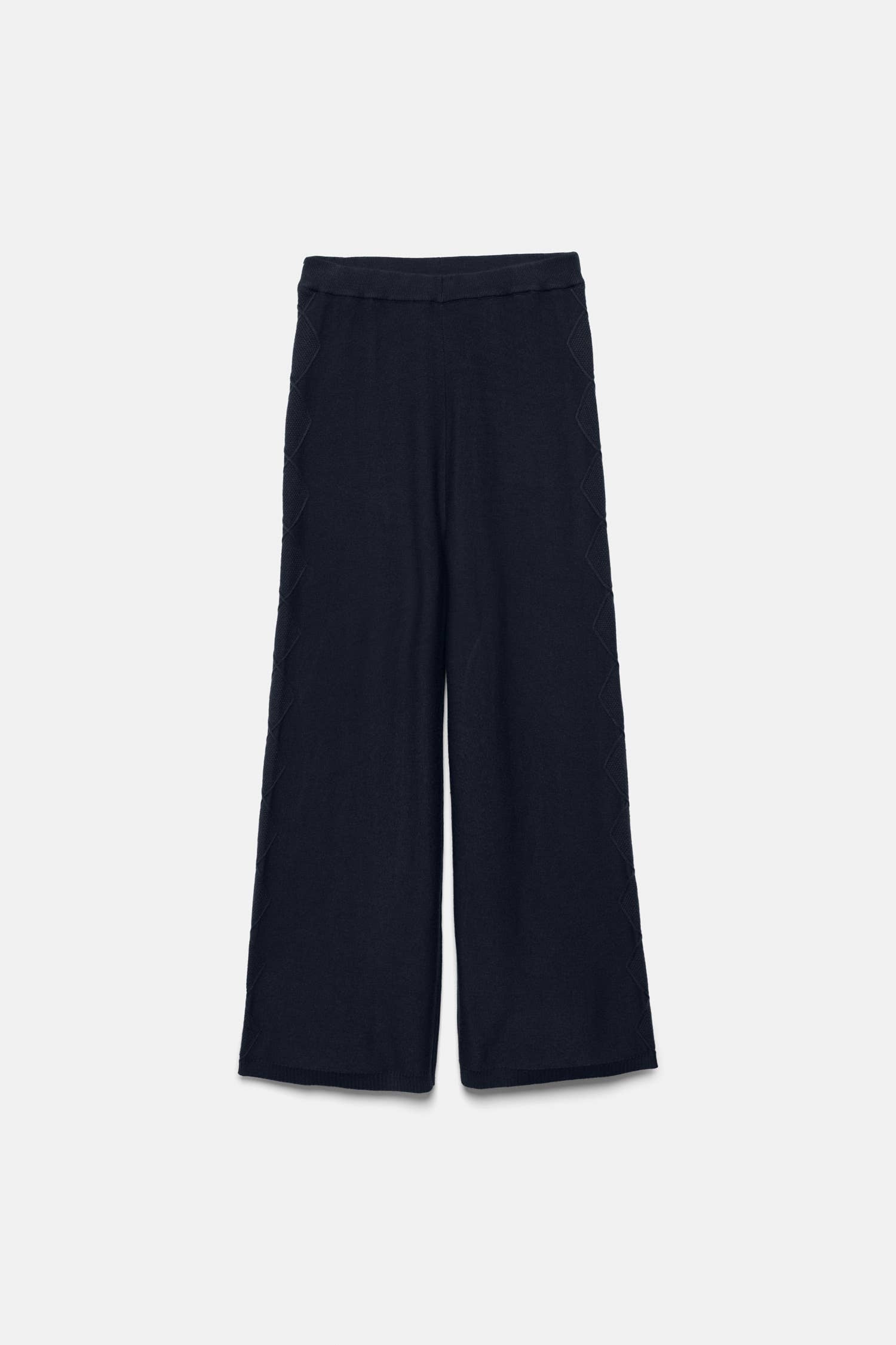 Pantaloni larghi in maglia con dettagli crochet