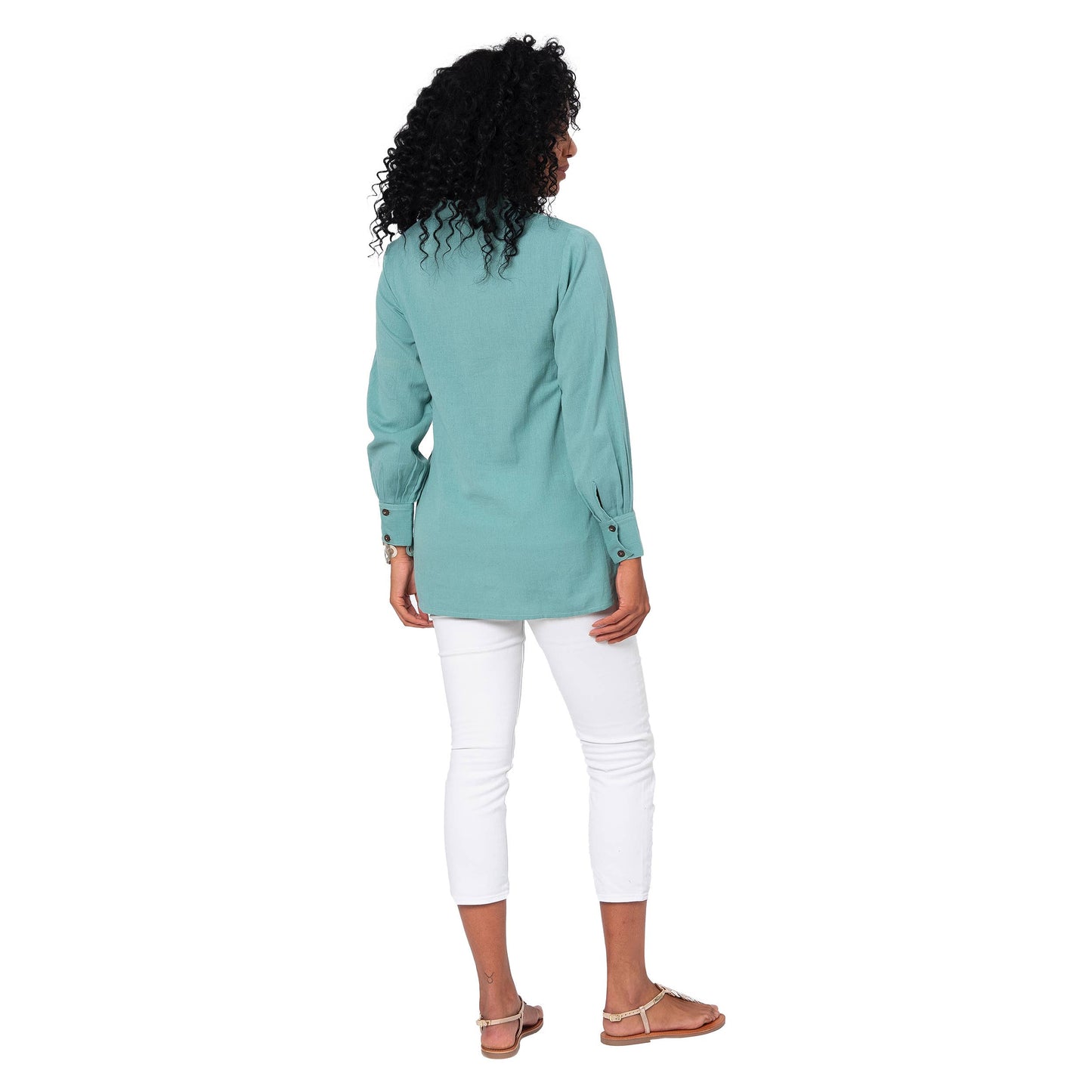 Camicia estiva lunga in cotone e lino