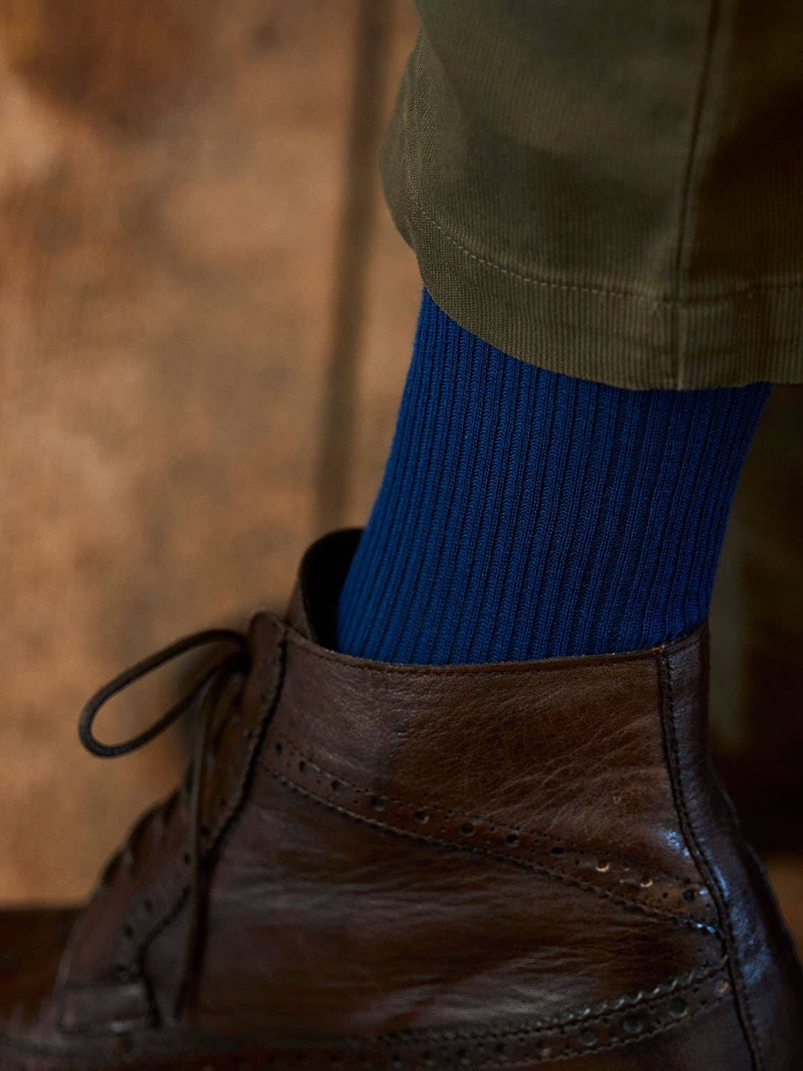 Calze eleganti in lana merino blu