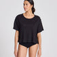 T-shirt in lino nera donna a girocollo