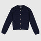 Cardigan in maglia traforata blu navy con bottoni dorati