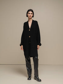 Cardigan cappotto in maglia oversize con bottoni