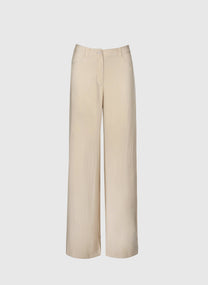 Pantaloni a zampa beige a vita alta