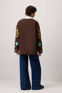 Giacca in gabardine ricamata