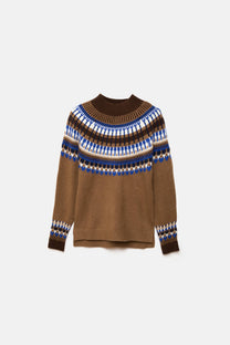 Maglione in maglia jacquard a collo alto