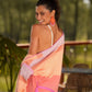 Abito lungo con spalline incrociate e righe multicolor