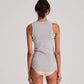 Top a coste Alberte in cotone biologico grigio chiaro melange
