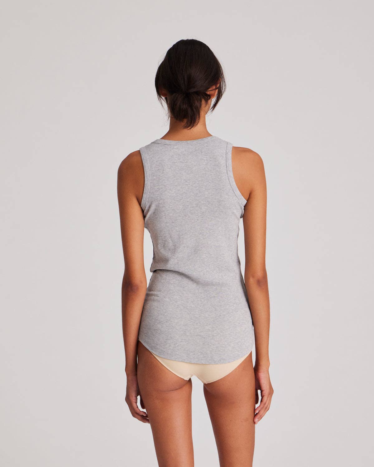 Top a coste Alberte in cotone biologico grigio chiaro melange