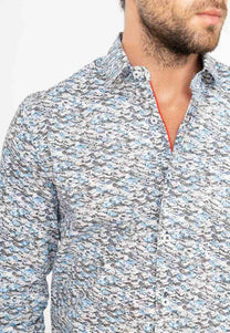 Camicia slim fit stretch con stampa auto