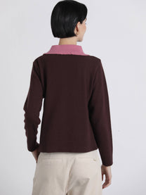 Giacca in maglia con colletto a contrasto