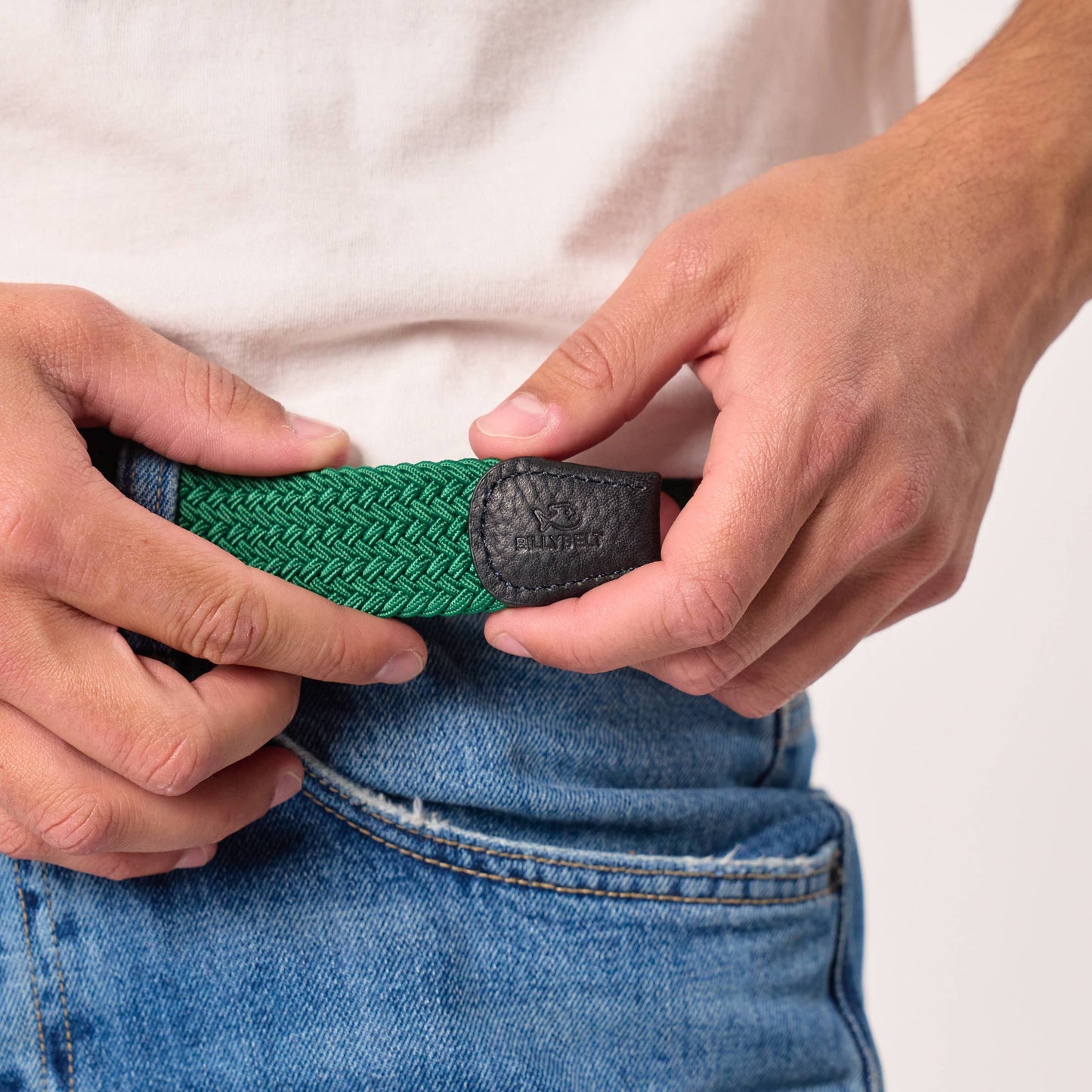 Cintura intrecciata elastica tinta unita verde smeraldo