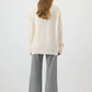 Maglione oversize a trecce in maglia ecrù