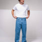 Jeans dritti in cotone a vita alta 5 tasche